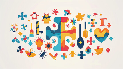 Autism Awareness Day,  autism icon logos , different color icon set, 2 April, Autism Spectrum Disorder concept, ASD, Syndrome, Symptoms