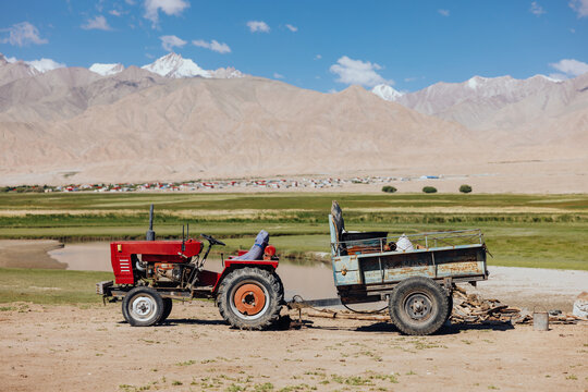 Rural Farming with Mountainous Horizon