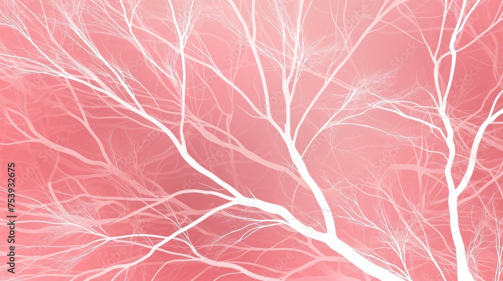 Poster pink abstract background or screensaver in the form of white tree branches. ai generative.