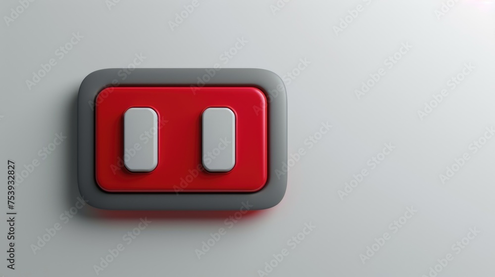Poster red and gray toggle switch button in 3d style on a white background. ai generative.