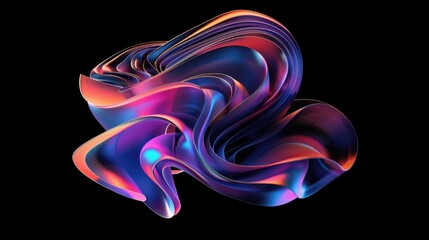 Holo abstract 3D shape. Glitch effect. AI generative.