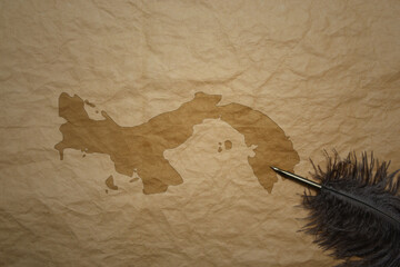 map of panama on a old paper background with old pen