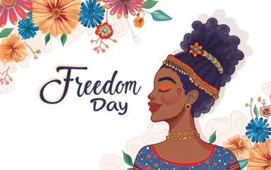 Juneteenth Freedom Day Banner Honoring Freedom Isolated on Transparent Background PNG.