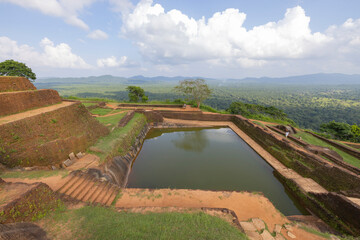 Views at the top of the rock fortress on Sigiriya, Dambulla in the Central Province, Sri Lanka