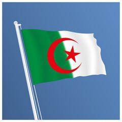 Algeria Waving Flag Design and Algeria Flag Design