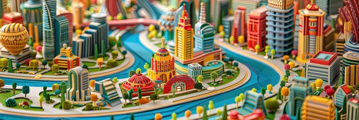 Paper quilling cityscape skyline