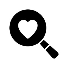Heart search icon. Heart under magnifying glass. love search.