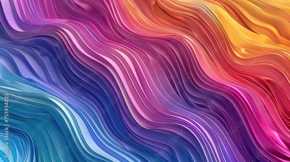 Wall mural Picturesque  Image Of Gradient Abstract Background Of Rainbow Colored Wavy Stripes Creating Vivid Ornament