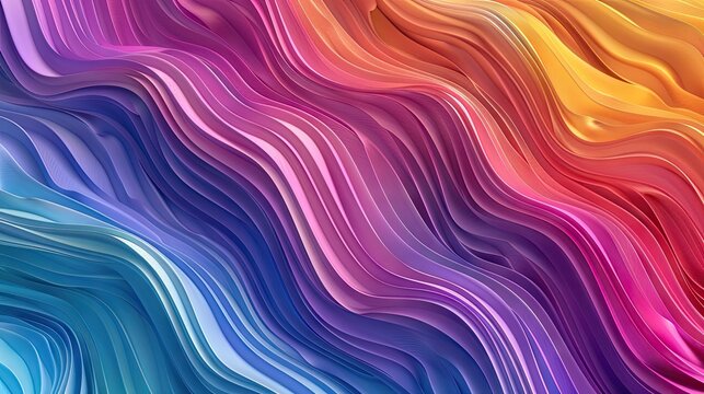 Picturesque  Image Of Gradient Abstract Background Of Rainbow Colored Wavy Stripes Creating Vivid Ornament