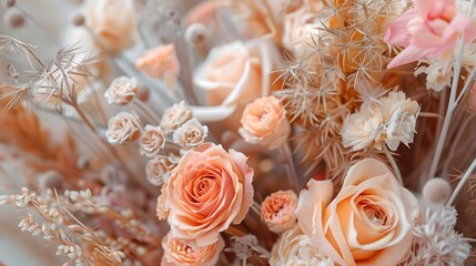 Rose gold peach pink dried flowers
