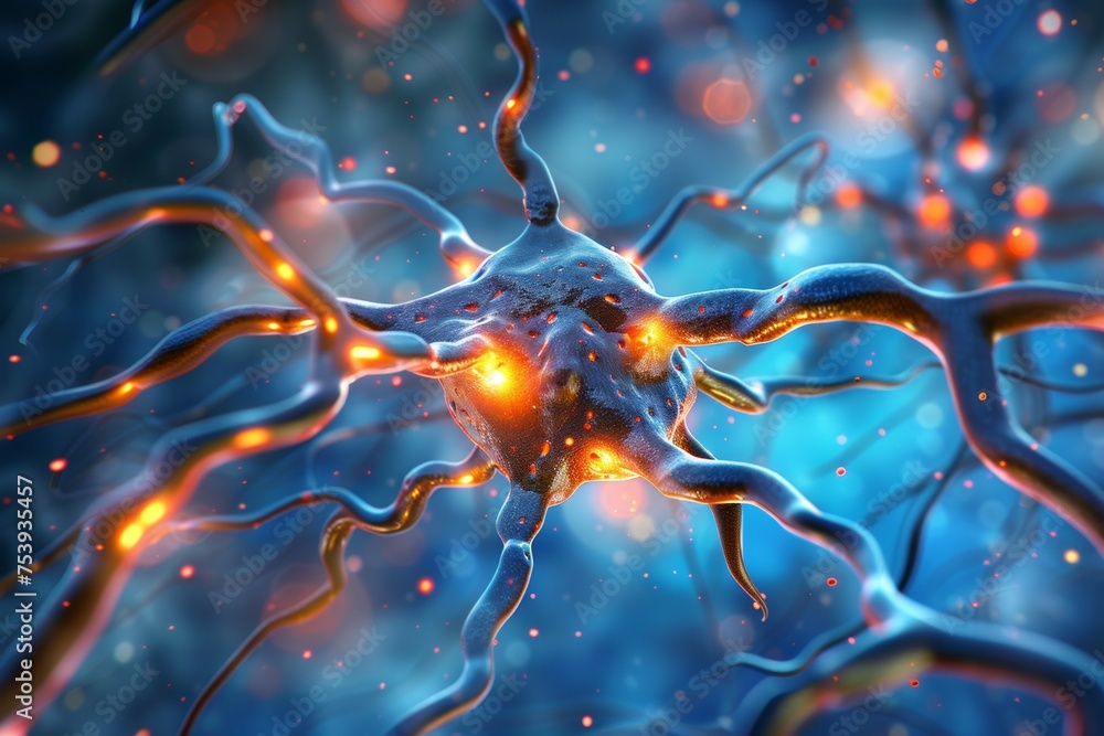 Poster nerve cell. background with selective focus and copy space