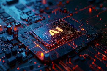 Fototapeta na wymiar Interactive Security: Shining AI CPU with Data Protection