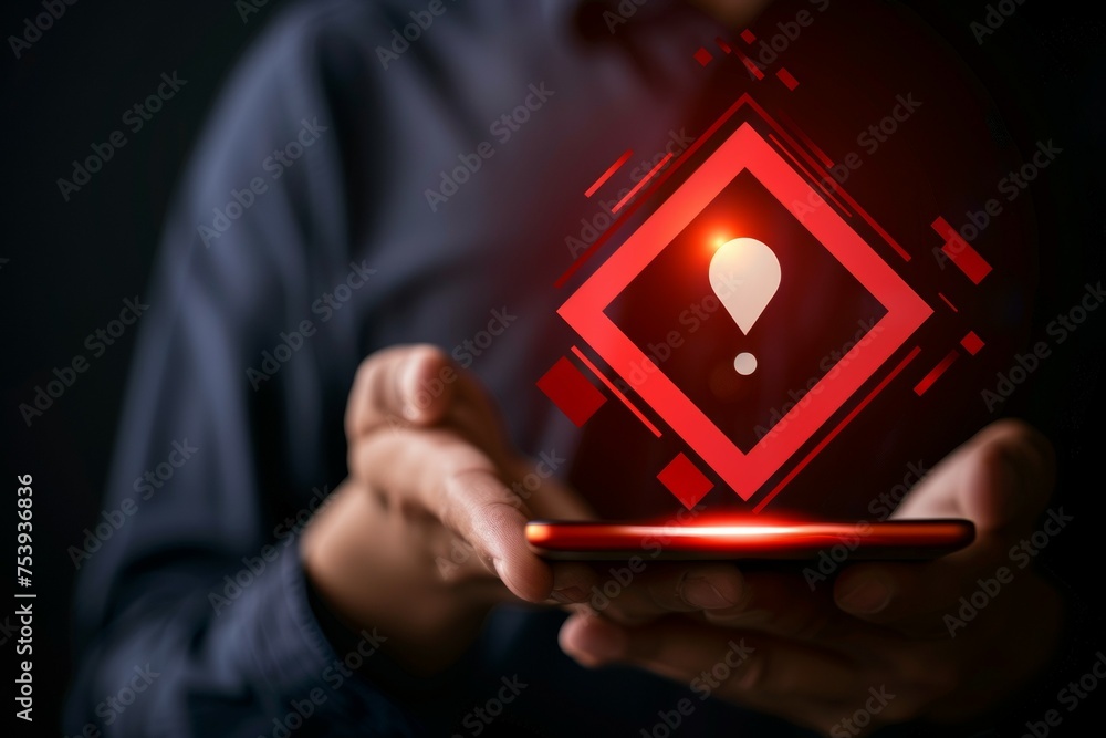 Poster warning system concept. background with selective focus and copy space