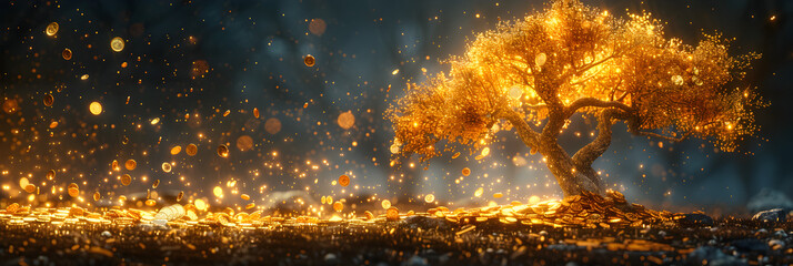 burning fire in the garden,
The golden tree has grown from golden coins 
