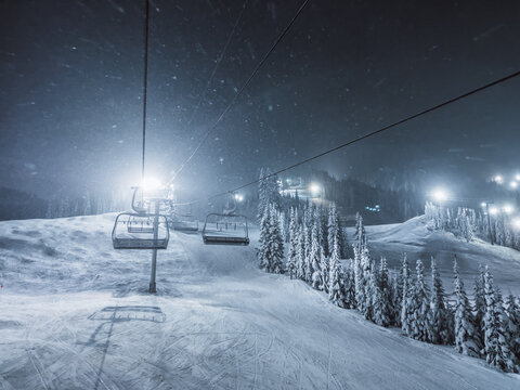 chair lift at night