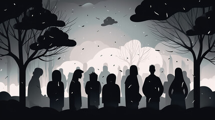 mental health awareness concept, group of people with mental tension and anxiety, Self care, love, acceptance concept.Mental health issue, feeling of frustrated, anxiety.	