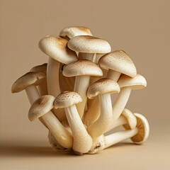 Assorted Mushrooms on Beige Background with Mushrooms Text Fungi Collection Concept Image