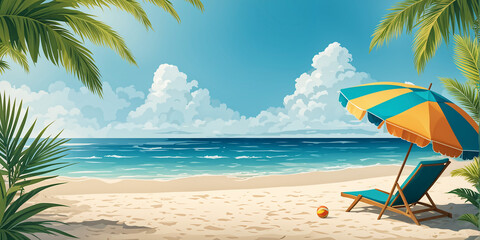 Fototapeta na wymiar beach holiday vector drawing 9