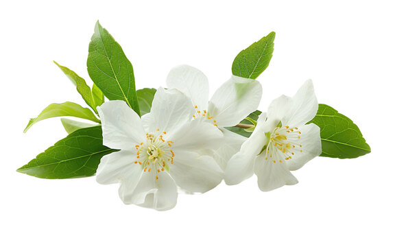 Fragrant Blooms White Jasmine Delicate Charm Isolated on Transparent Background PNG.