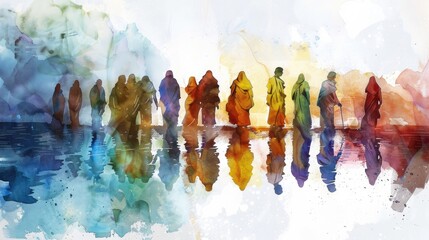 The Twelve Chosen, Disciples. Biblical. Christian Religious Watercolor Illustration
