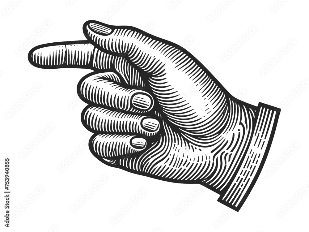 Aufkleber hand pointer with forefinger index finger sketch engraving generative ai fictional character vector 