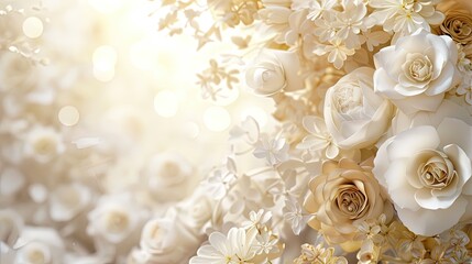 White And Gold Flowers, Wedding Invitation Beautiful Background