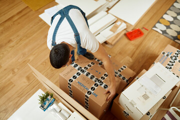 Stacking boxes of personal belongings