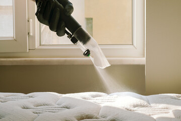 The process of dry cleaning a mattress 