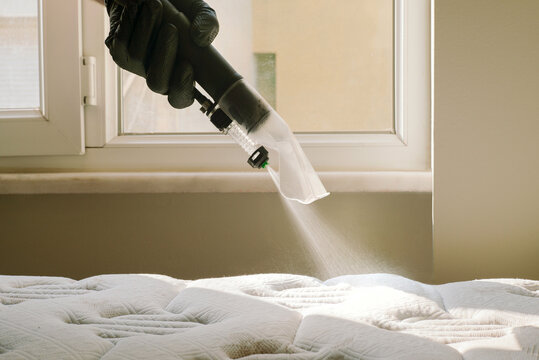 The process of dry cleaning a mattress 