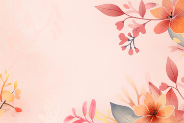 Elegant pastel background with hand-drawn floral illustrations in warm tones