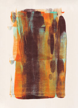 Acrylic monoprint in retro colours