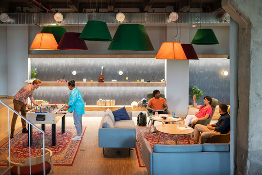 People In Cozy Office Common Area