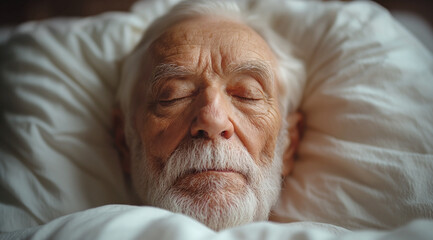 Peaceful Elderly Man Asleep in Bed