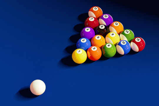 Billiard Set on Cobalt Felt