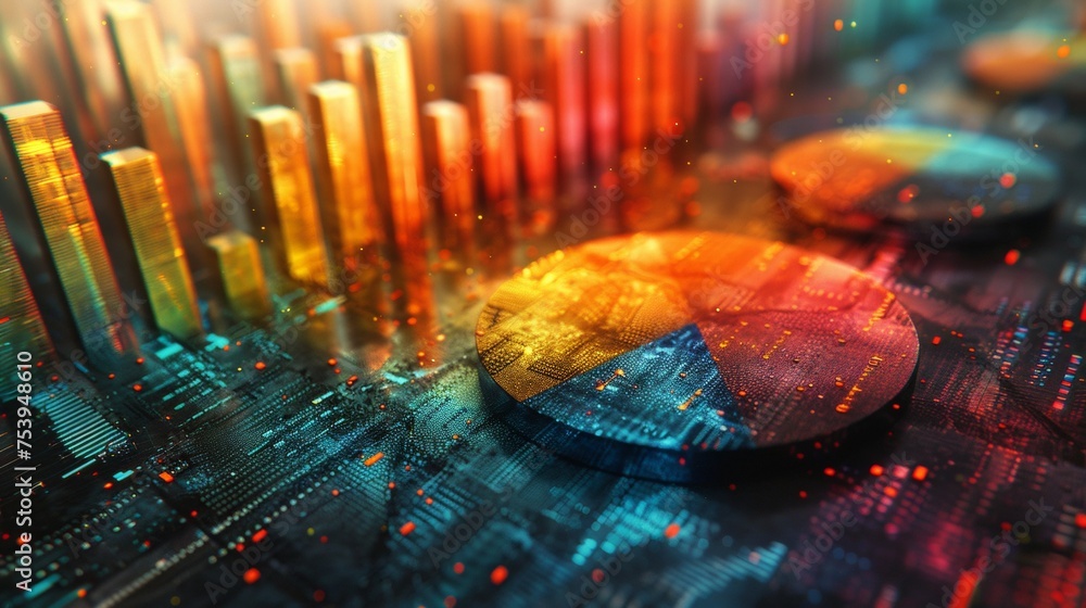 Aufkleber dynamic data analysis visualization in vibrant colors