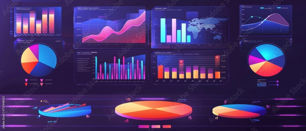 Aufkleber dynamic data analysis visualization in vibrant colors