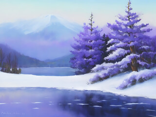 Whimsical Winter: Pastel Anime Landscape Art