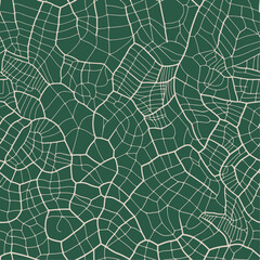 Fototapeta premium Organic seamless Voronoi pattern. Abstract vector illustration. Close up leaf texture pattern, with veins and cells. Minimal design with biological shapes. 