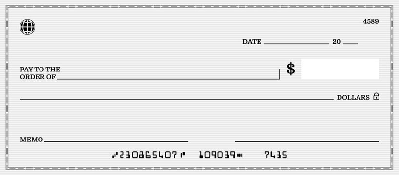 17515vb blank BANK CHECK. checkbook cheque template.eps