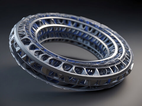 Futuristic 3d object toroid metalic