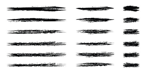 set of ink paint brush stroke artistic design elements collection