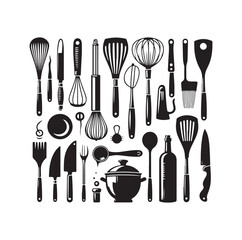 Kitchen tools silhouette vector collection

