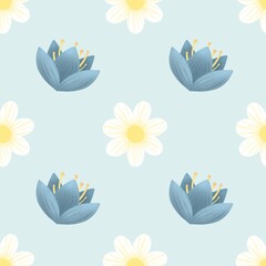seamless background with white flowers