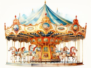 A highly detailed watercolor clipart illustration of a whimsical garden displayed on an absolutely white background