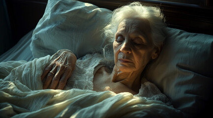Elderly Woman Resting in Bed