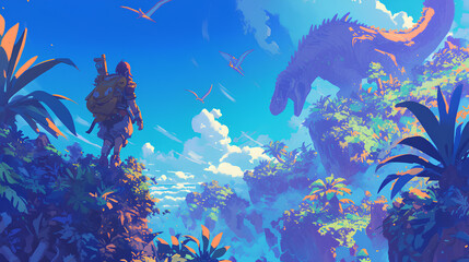 Fototapeta na wymiar atmosphere dinocore theme adventure illustration