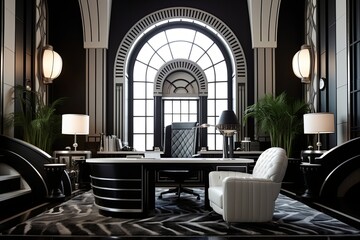 Classic Contrast: Black and White Art Deco Office Designs