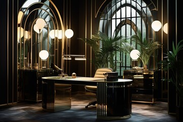 Mirrored Brilliance: Art Deco Inspired Office Designs with Light Amplification