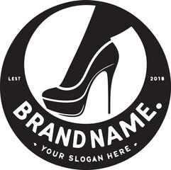 minimal lady shoe logo. Elegent style, vector illustration,