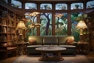 Nature-Inspired Art Nouveau Living Room: Vintage Decor Inspirations
